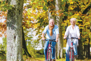 Lavender Field seniors biking